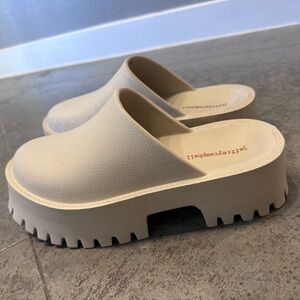 Jeffrey Campbell Cream Platform Mules